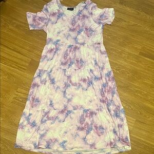 Perceptions Women's Maxi Dress in Pink and Purple Tie-Dye super soft and stretch